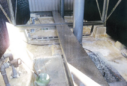 作業前　冷却塔内部（下部水槽）